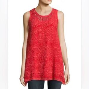 Johnny Was Rocky eyelet tank with slip red